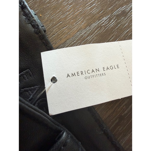 American Eagle Black Faux Leather Super Stretch Shorts High Waisted Size 8 NWT - Picture 6 of 10